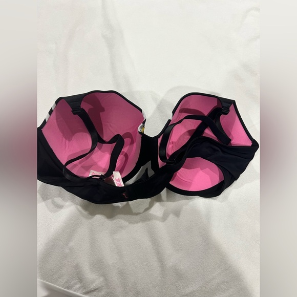 PINK VS Victoria Secret bra black t-shirt wear everywhere lightly lined 42C - Picture 2 of 8